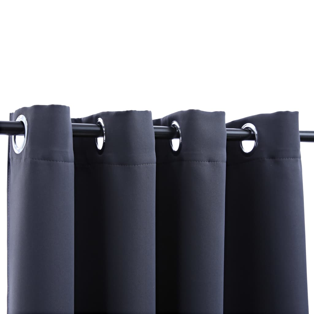 Gordijnen Verduisterend Met Ringen 2 St 140 x 175 cm Antraciet
