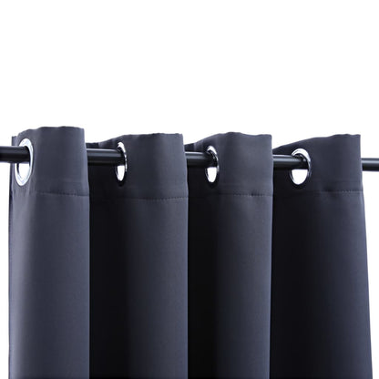 Gordijnen Verduisterend Met Ringen 2 St 140 x 175 cm Antraciet