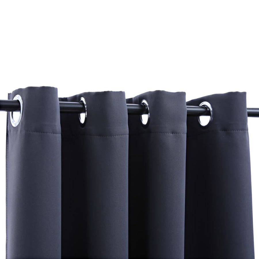 Gordijnen Verduisterend Met Ringen 2 St 140 x 175 cm Antraciet