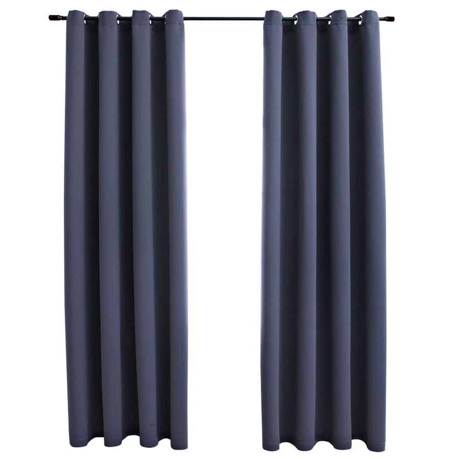 Gordijnen Verduisterend Met Ringen 2 St 140 x 225 cm Antraciet