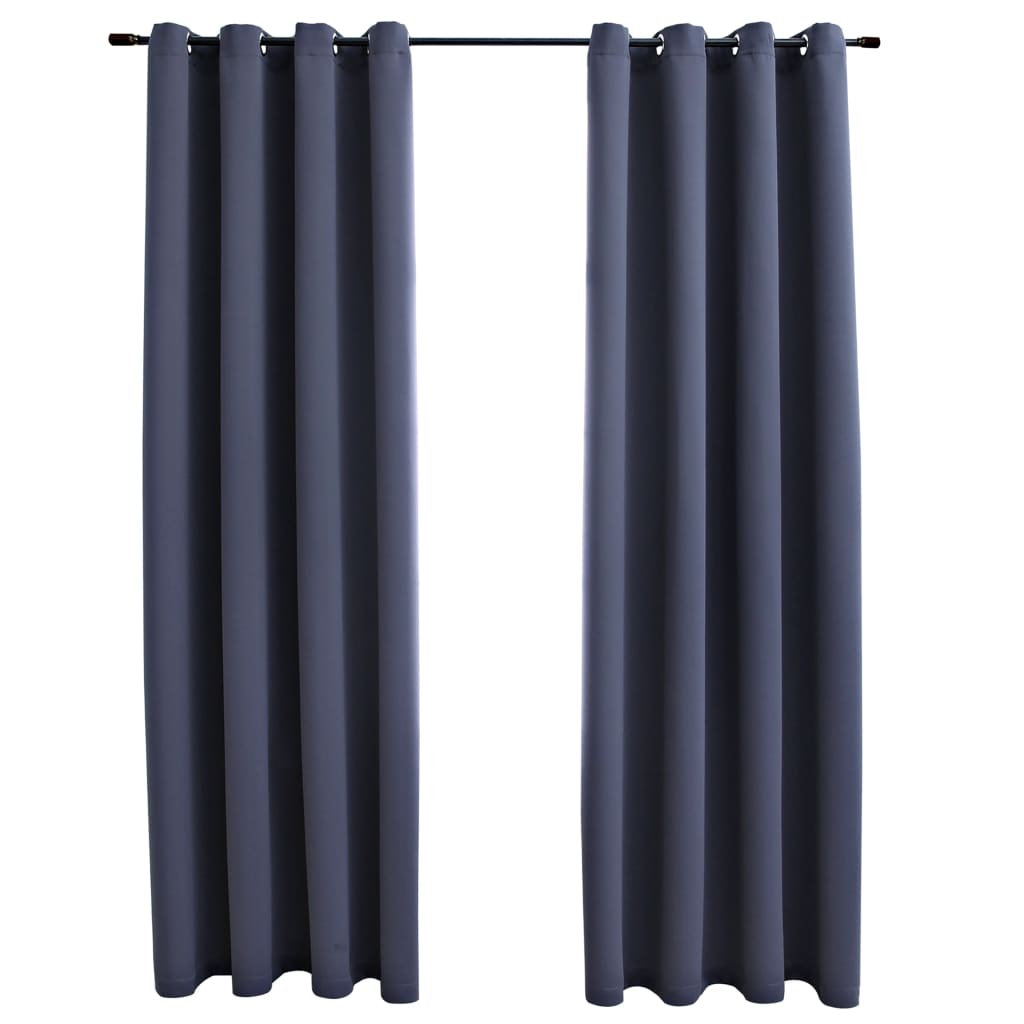 Gordijnen Verduisterend Met Ringen 2 St 140 x 245 cm Antraciet