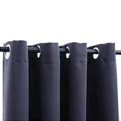 Gordijnen Verduisterend Met Ringen 2 St 140 x 245 cm Antraciet