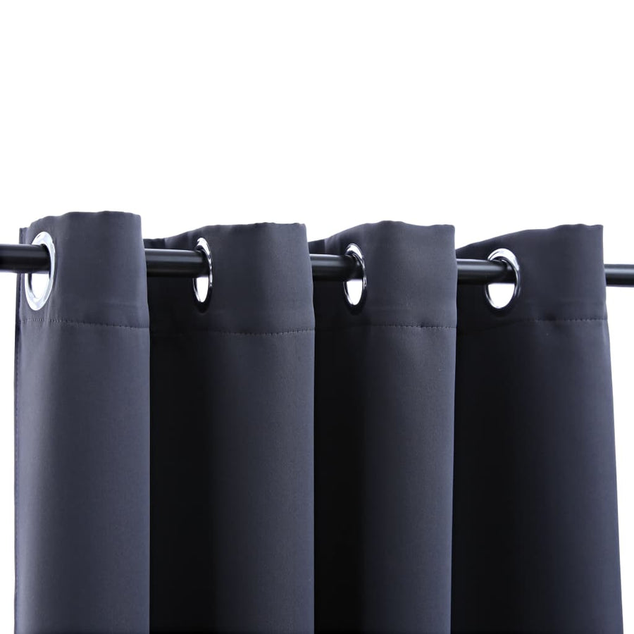 Gordijnen Verduisterend Met Ringen 2 St 140 x 245 cm Antraciet