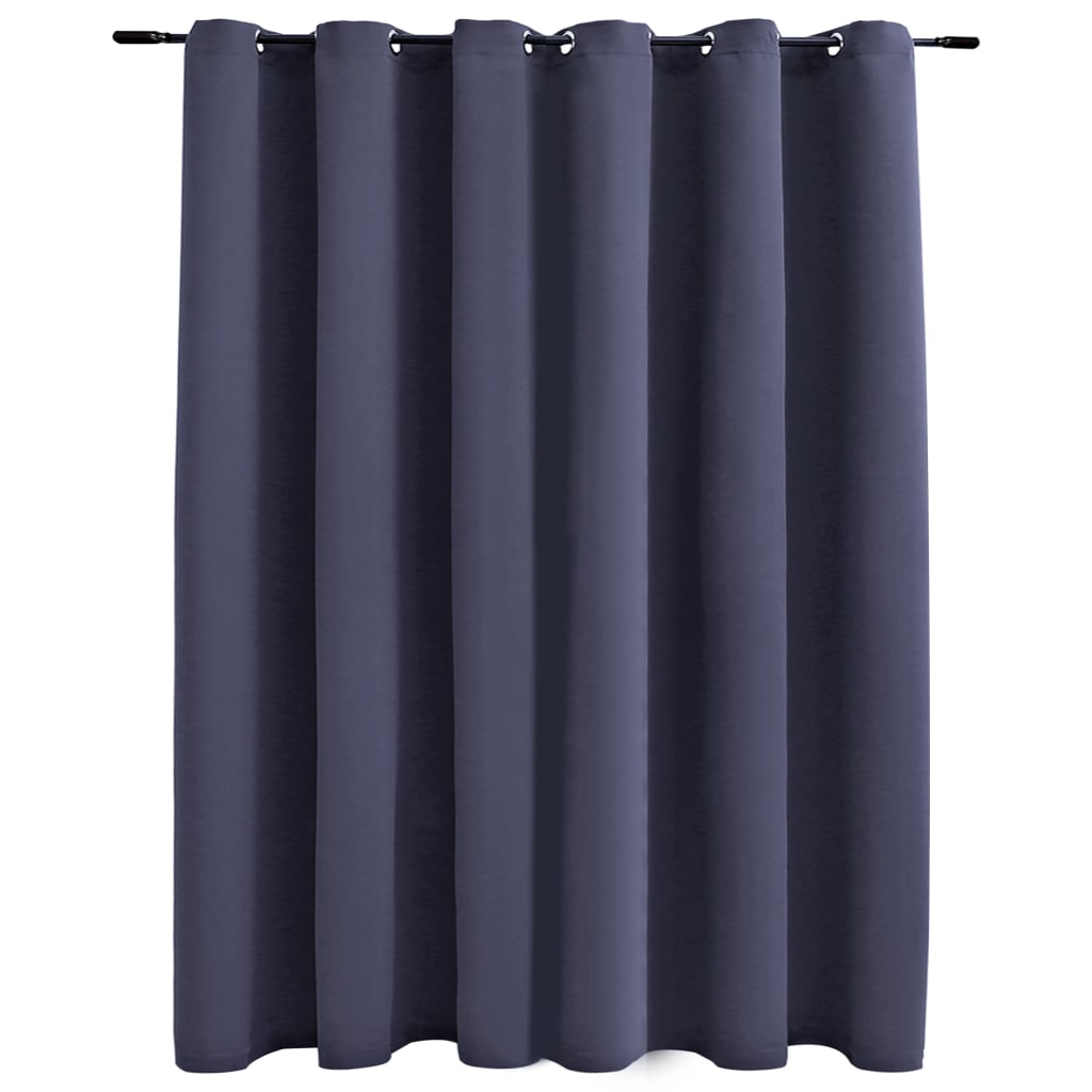 Gordijn Verduisterend Met Metalen Ringen 290X245 Cm Antraciet