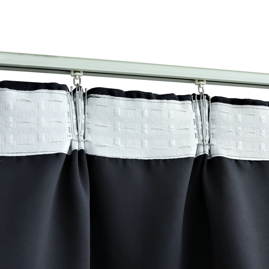 Gordijnen verduisterend met haken 2 st 140x175 cm antraciet 140 x 175 cm Antraciet