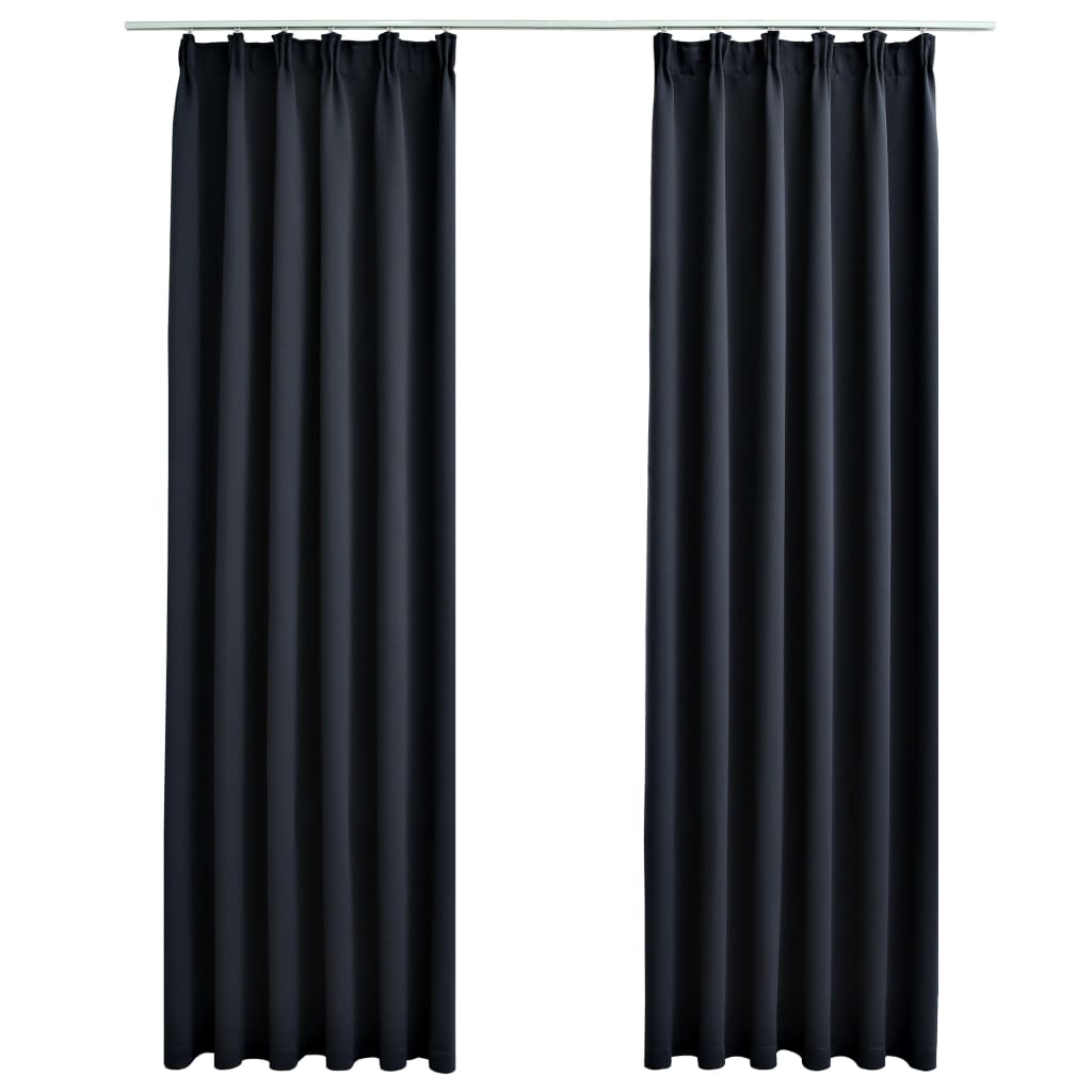 Gordijnen Verduisterend Met Haken 2 St 140 x 245 cm Antraciet