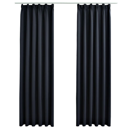 Gordijnen Verduisterend Met Haken 2 St 140 x 245 cm Antraciet
