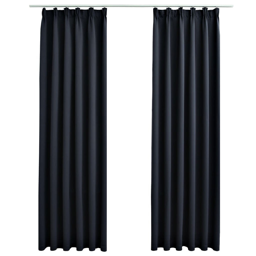 Gordijnen Verduisterend Met Haken 2 St 140 x 245 cm Antraciet