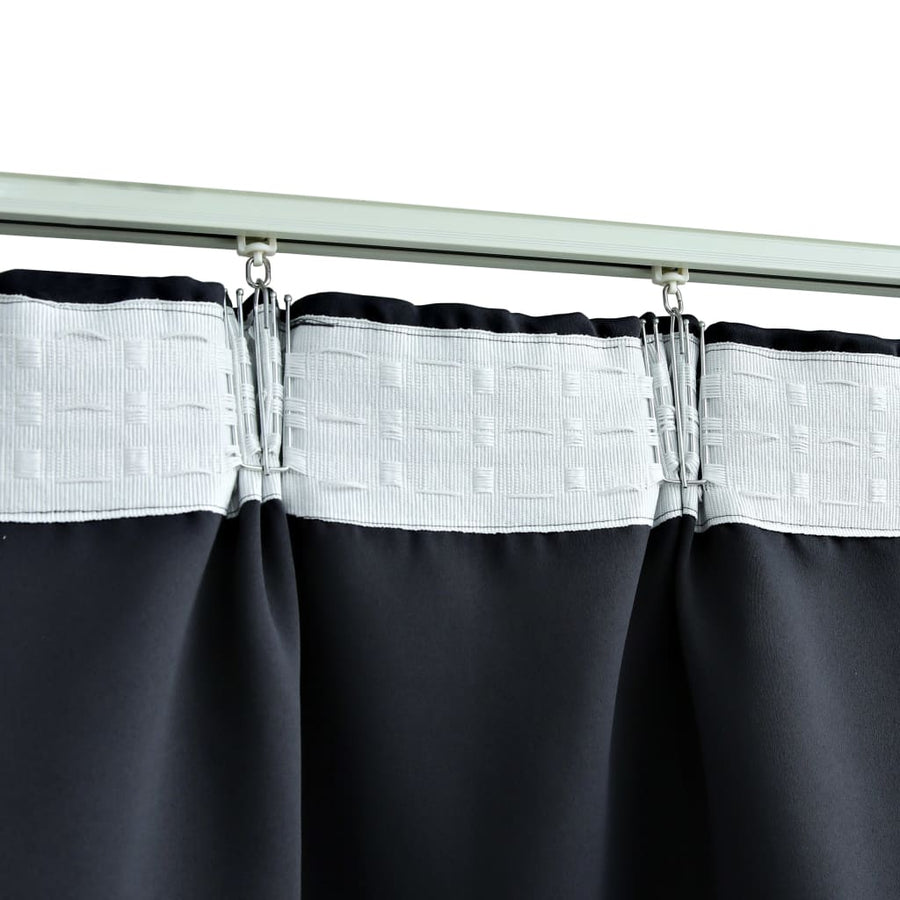 Gordijnen Verduisterend Met Haken 2 St 140 x 245 cm Antraciet