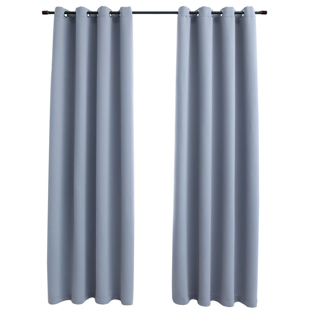 Gordijn Verduisterend Met Metalen Ringen 2 St 140 x 175 cm Grijs