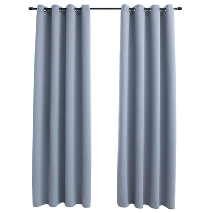 Gordijn Verduisterend Met Metalen Ringen 2 St 140 x 175 cm Grijs