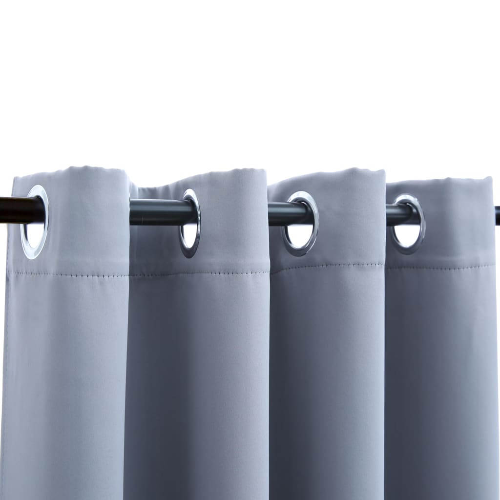 Gordijn Verduisterend Met Metalen Ringen 2 St 140 x 175 cm Grijs