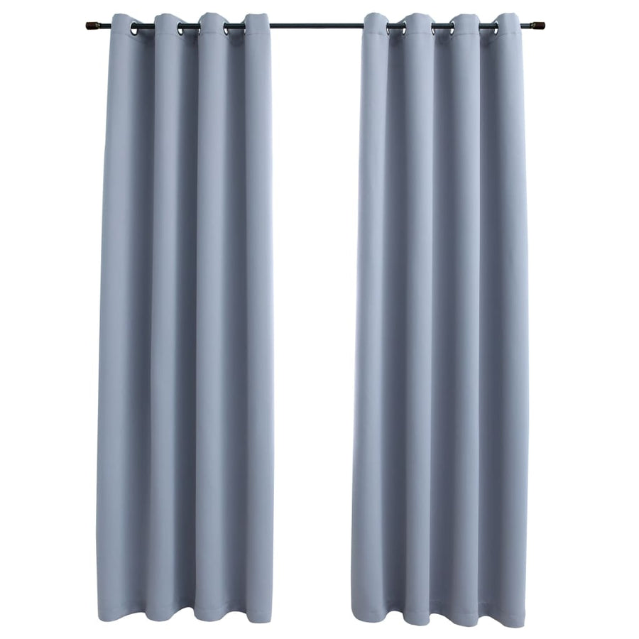 Gordijn Verduisterend Met Metalen Ringen 2 St 140 x 225 cm Grijs