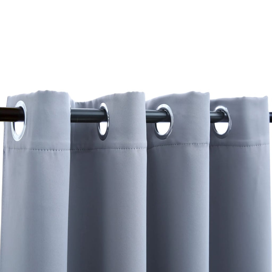 Gordijn Verduisterend Met Metalen Ringen 2 St 140 x 225 cm Grijs