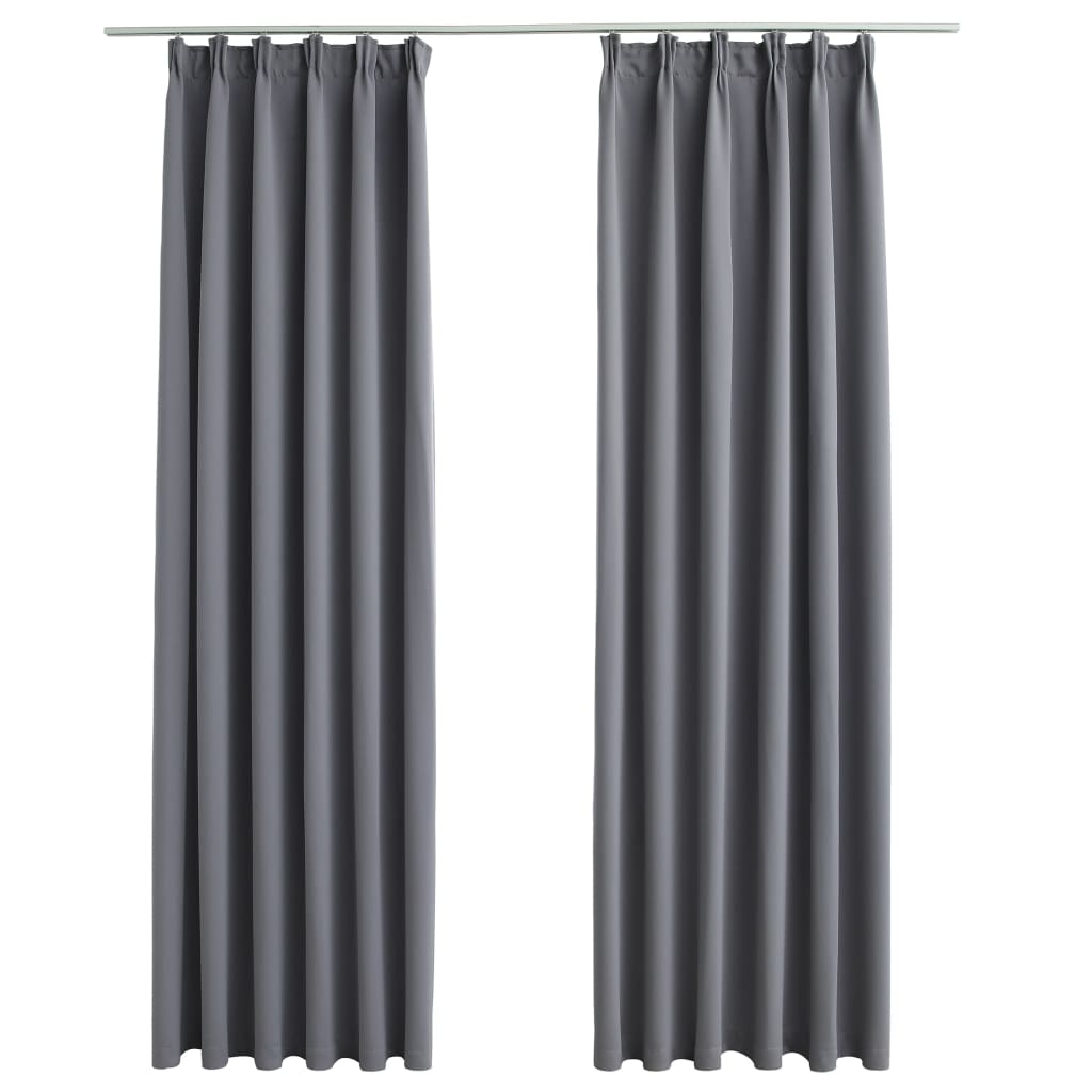 Gordijnen Verduisterend Met Haken 2 St 140 x 175 cm Grijs