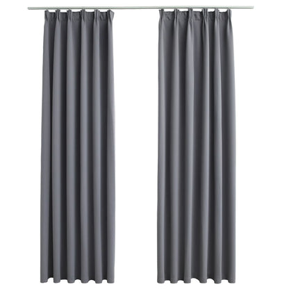 Gordijnen Verduisterend Met Haken 2 St 140 x 175 cm Grijs