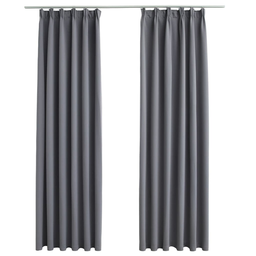 Gordijnen Verduisterend Met Haken 2 St 140 x 175 cm Grijs