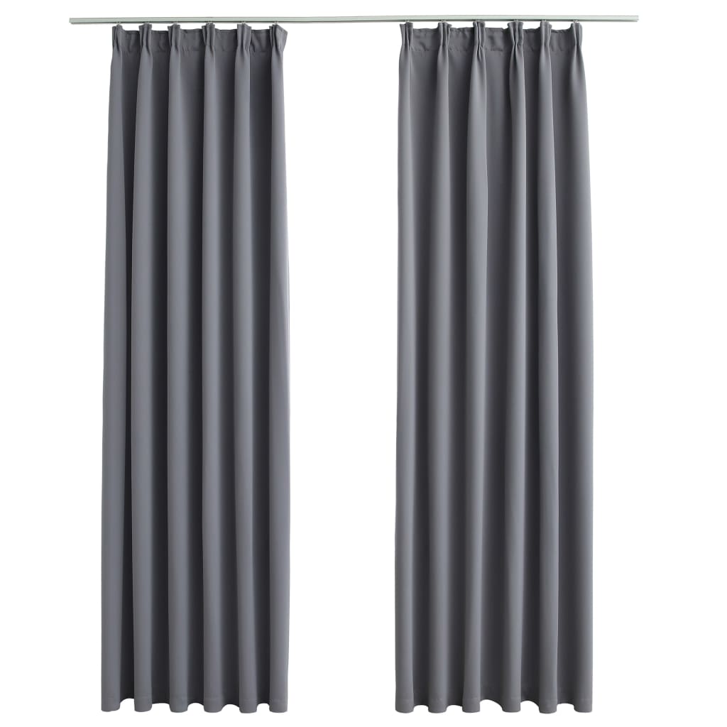 Gordijnen Verduisterend Met Haken 2 St 140 x 225 cm Grijs