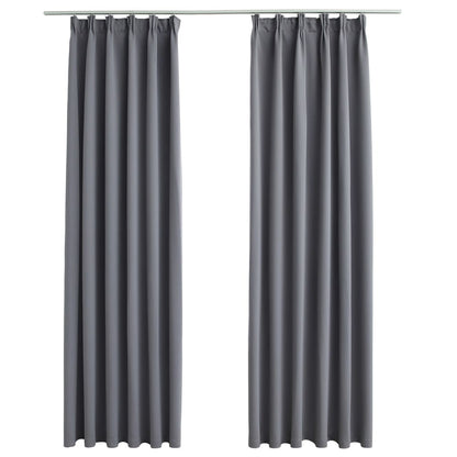 Gordijnen Verduisterend Met Haken 2 St 140 x 225 cm Grijs