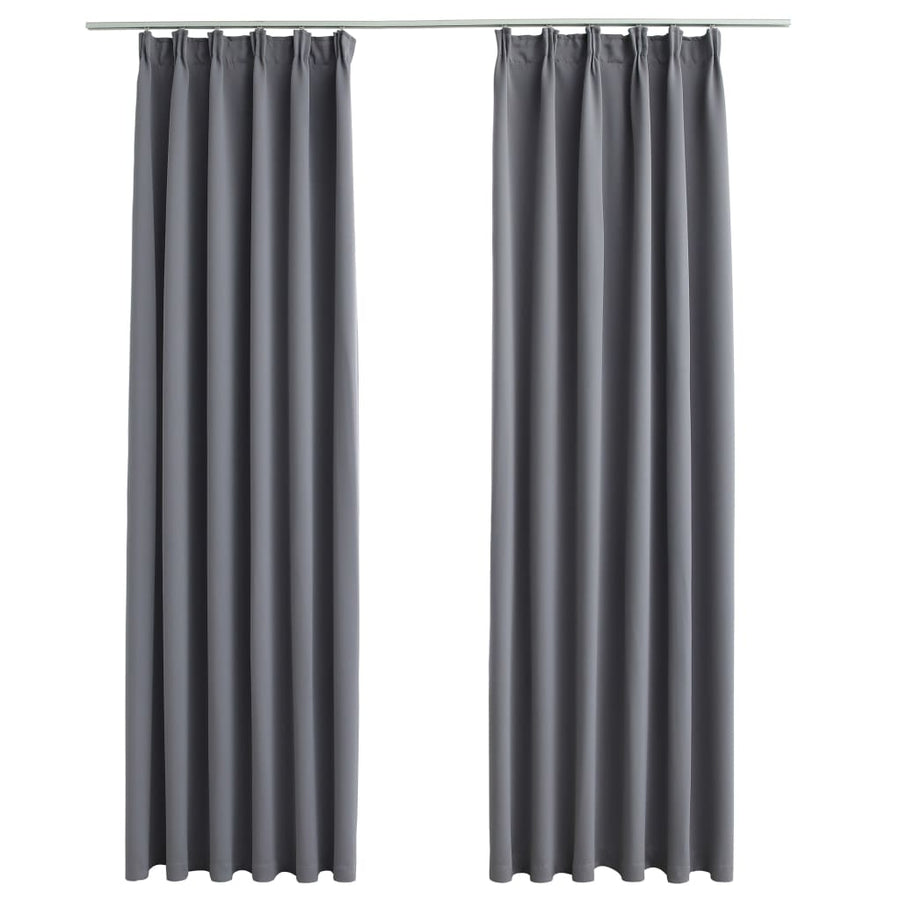 Gordijnen Verduisterend Met Haken 2 St 140 x 245 cm Grijs
