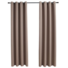 Gordijn Verduisterend Met Metalen Ringen 2 St 140 x 175 cm Taupe