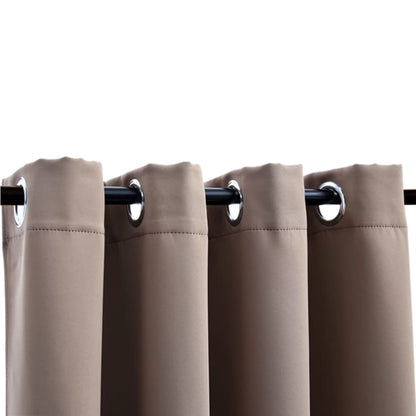Gordijn Verduisterend Met Metalen Ringen 2 St 140 x 175 cm Taupe
