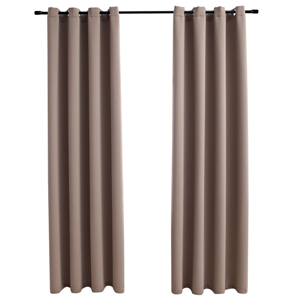 Gordijn Verduisterend Met Metalen Ringen 2 St 140 x 225 cm Taupe