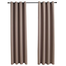 Gordijn Verduisterend Met Metalen Ringen 2 St 140 x 225 cm Taupe