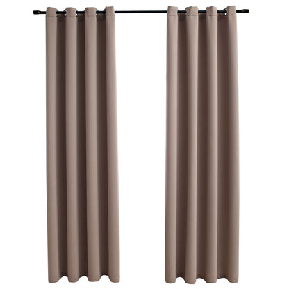 Gordijn Verduisterend Met Metalen Ringen 2 St 140 x 225 cm Taupe