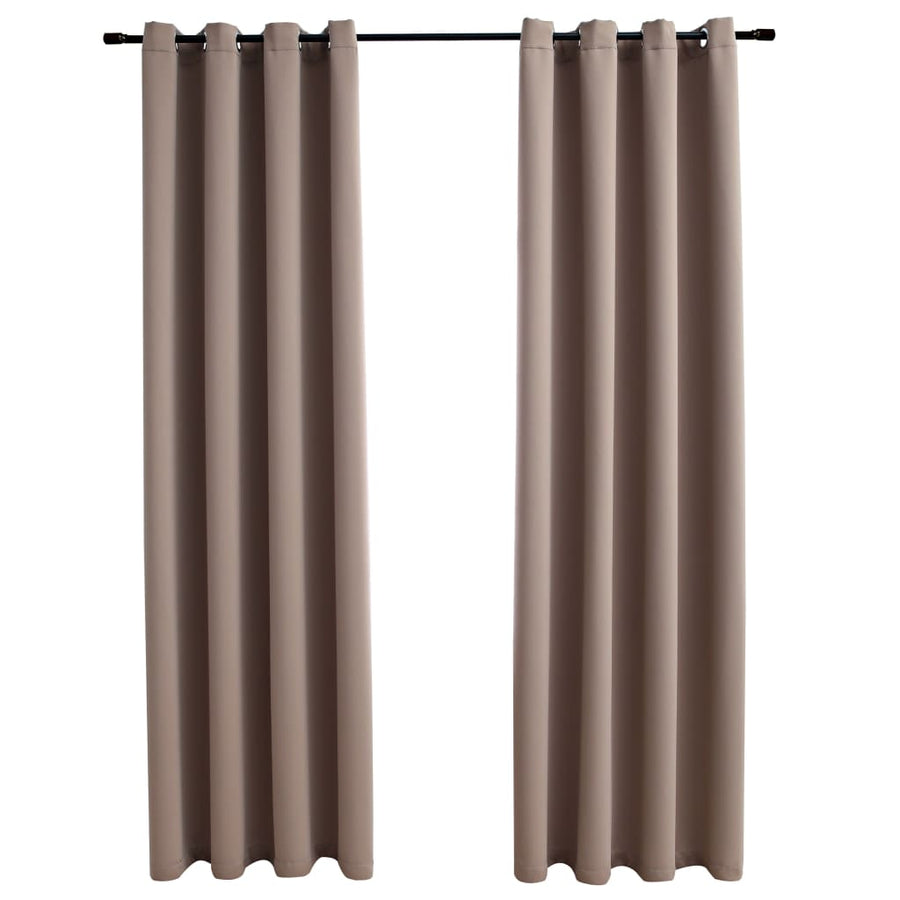 Gordijn Verduisterend Met Metalen Ringen 2 St 140 x 245 cm Taupe