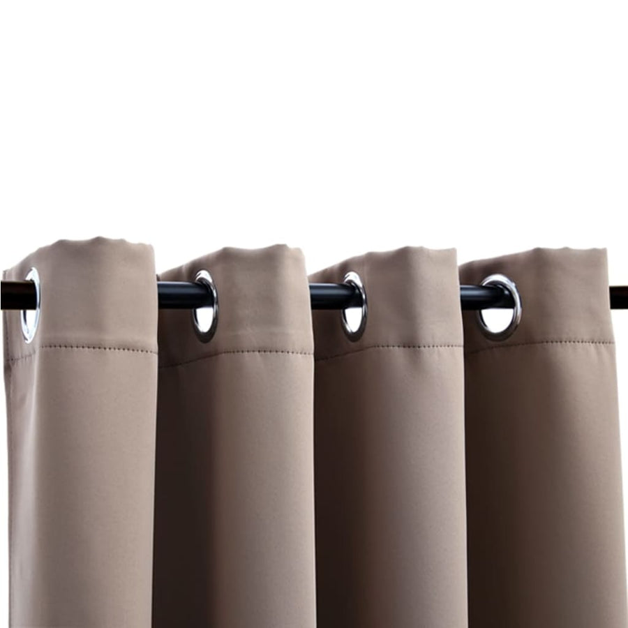 Gordijn Verduisterend Met Metalen Ringen 2 St 140 x 245 cm Taupe