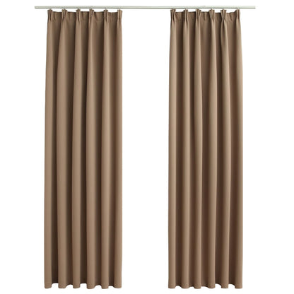 Gordijnen Verduisterend Met Haken 2 St 140 x 175 cm Taupe
