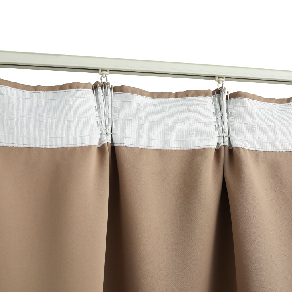 Gordijnen Verduisterend Met Haken 2 St 140 x 175 cm Taupe