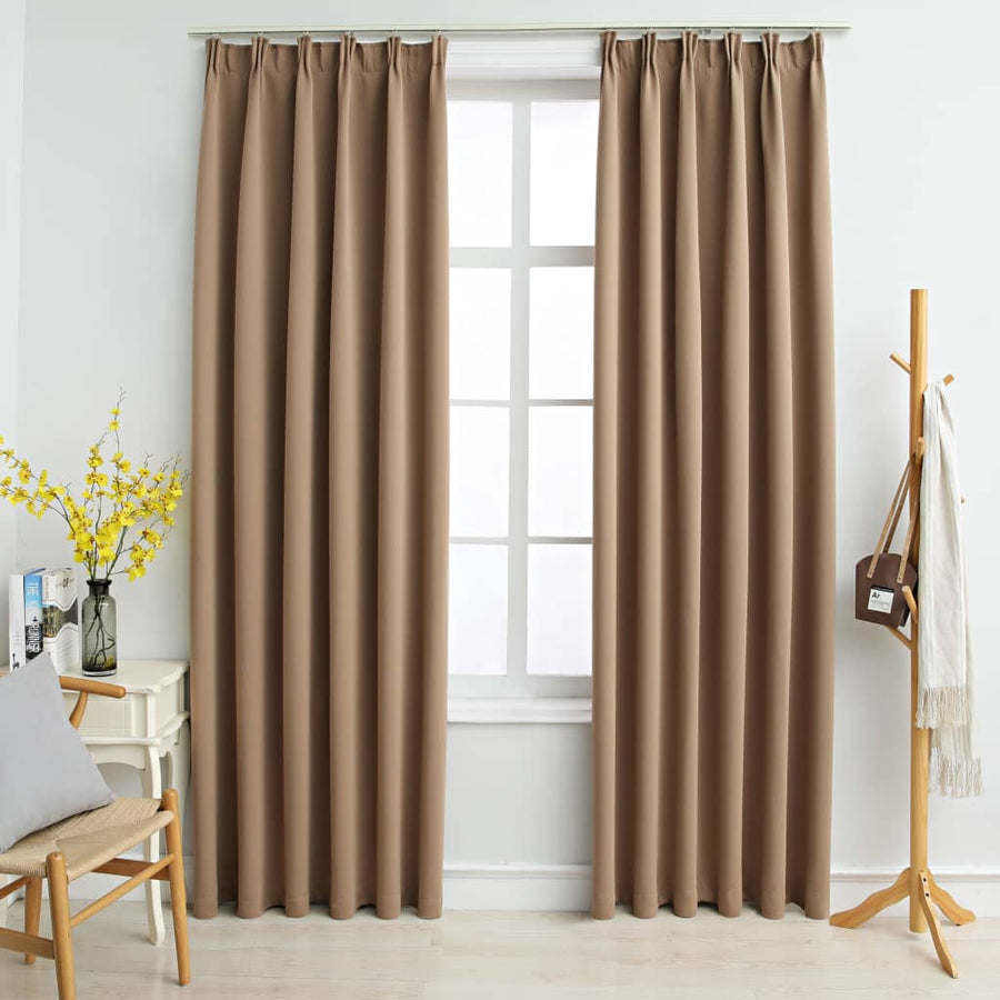 Gordijnen Verduisterend Met Haken 2 St 140 x 175 cm Taupe