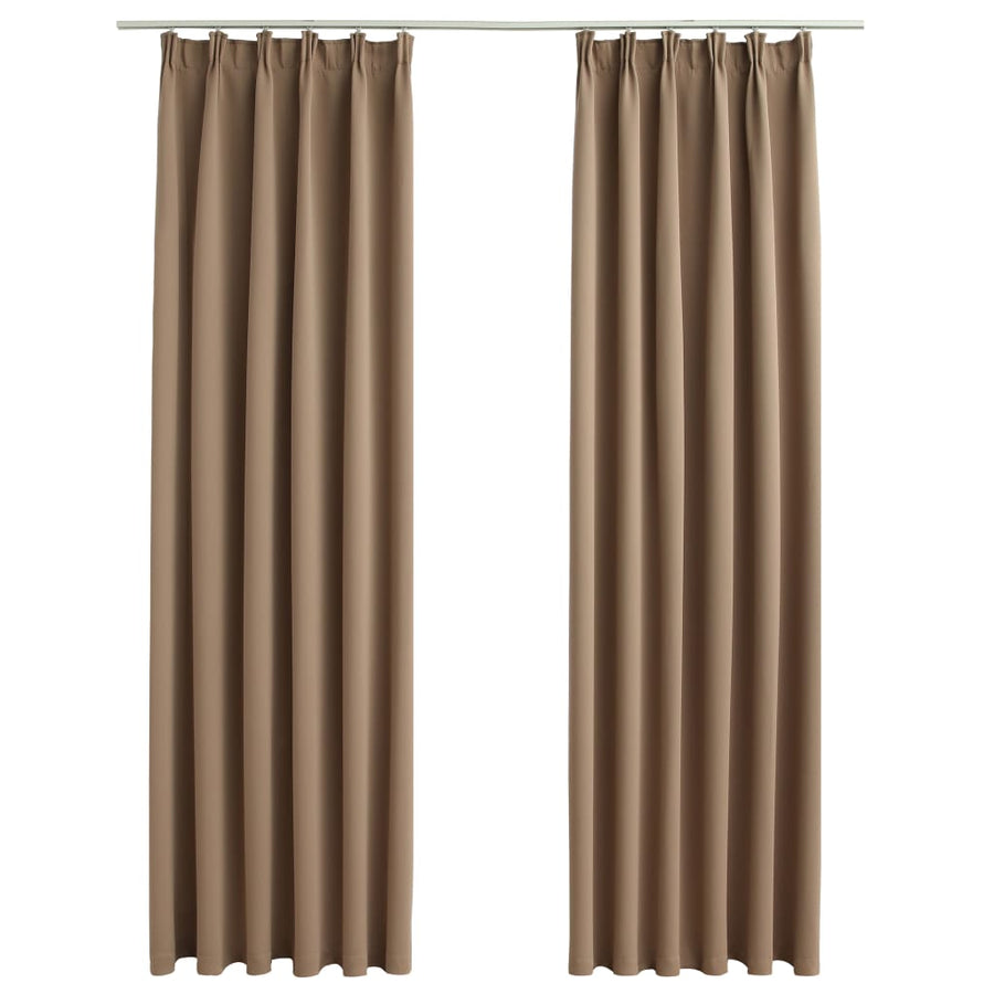 Gordijnen Verduisterend Met Haken 2 St 140 x 245 cm Taupe