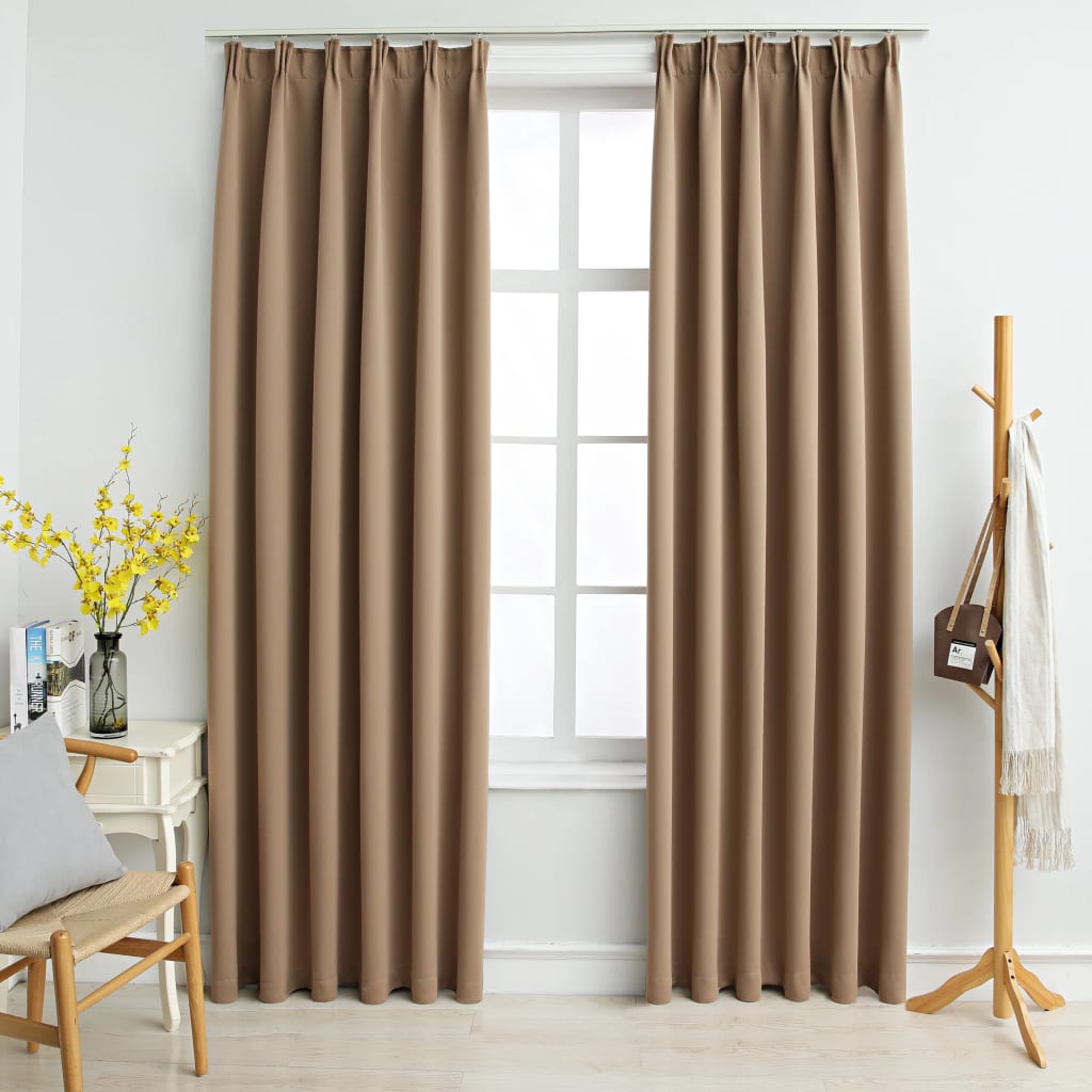 Gordijnen Verduisterend Met Haken 2 St 140 x 245 cm Taupe