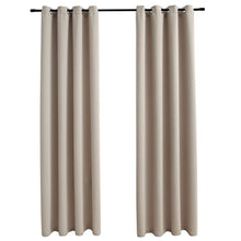 Gordijn Verduisterend Met Metalen Ringen 2 St 140 x 225 cm Beige