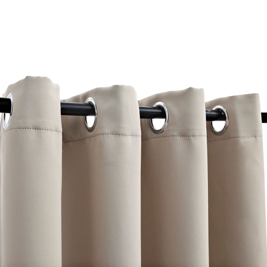 Gordijn Verduisterend Met Metalen Ringen 2 St 140 x 225 cm Beige