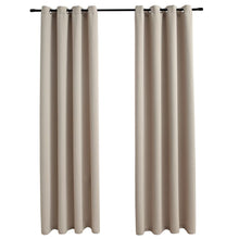 Gordijn Verduisterend Met Metalen Ringen 2 St 140 x 245 cm Beige