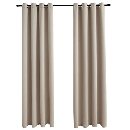 Gordijn Verduisterend Met Metalen Ringen 2 St 140 x 245 cm Beige