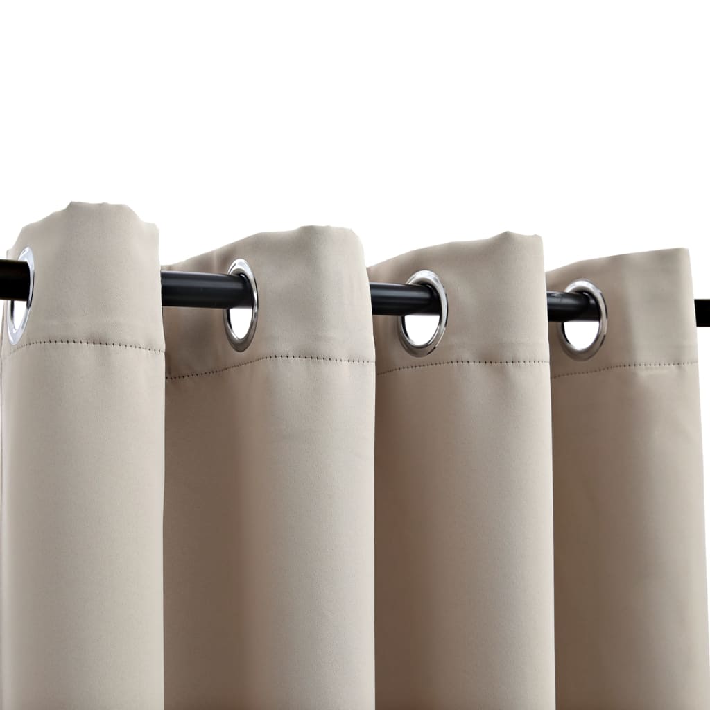 Gordijn Verduisterend Met Metalen Ringen 290X245 Cm Beige