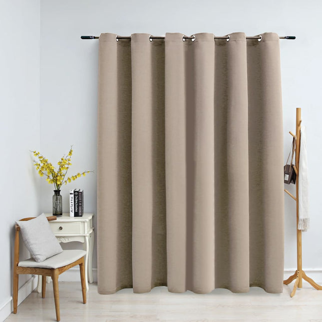 Gordijn Verduisterend Met Metalen Ringen 290X245 Cm Beige