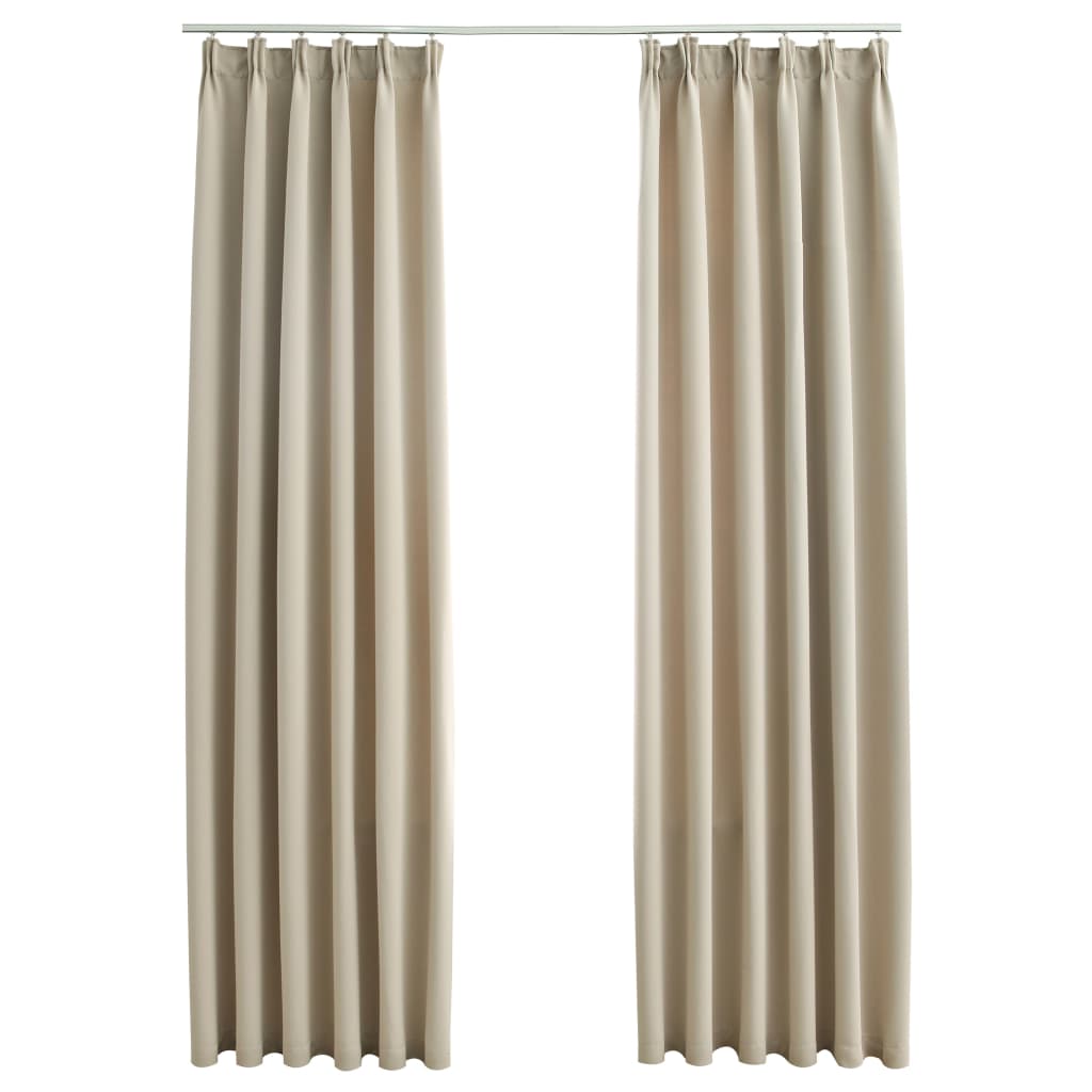 Gordijnen Verduisterend Met Haken 2 St 140 x 175 cm Beige