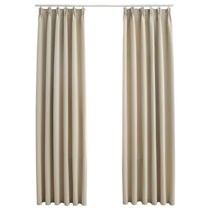 Gordijnen Verduisterend Met Haken 2 St 140 x 175 cm Beige