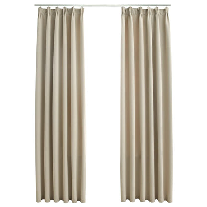 Gordijnen Verduisterend Met Haken 2 St 140 x 225 cm Beige