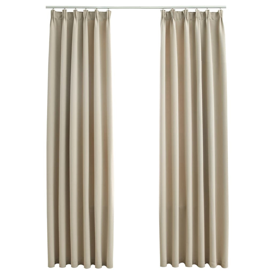 Gordijnen Verduisterend Met Haken 2 St 140 x 245 cm Beige