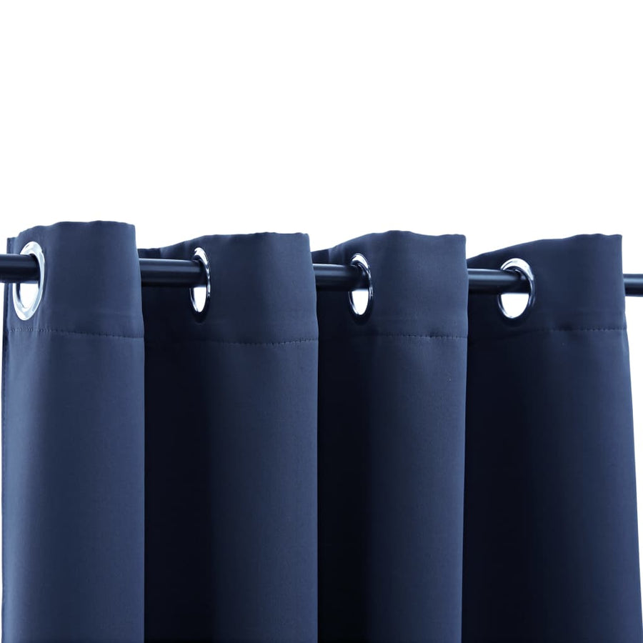 Gordijn Verduisterend Met Metalen Ringen 2 St 140 x 225 cm Blauw