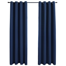 Gordijn Verduisterend Met Metalen Ringen 2 St 140 x 245 cm Blauw