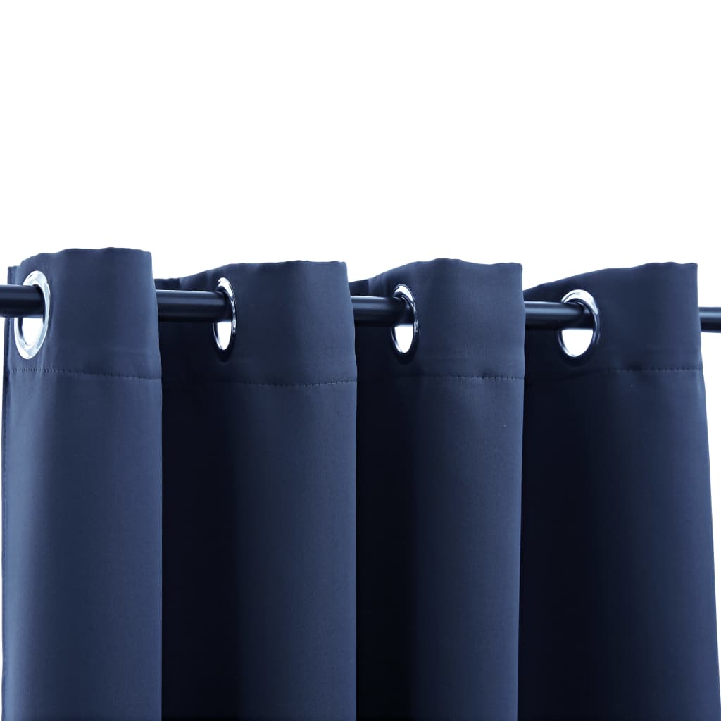 Gordijn Verduisterend Met Metalen Ringen 2 St 140 x 245 cm Blauw