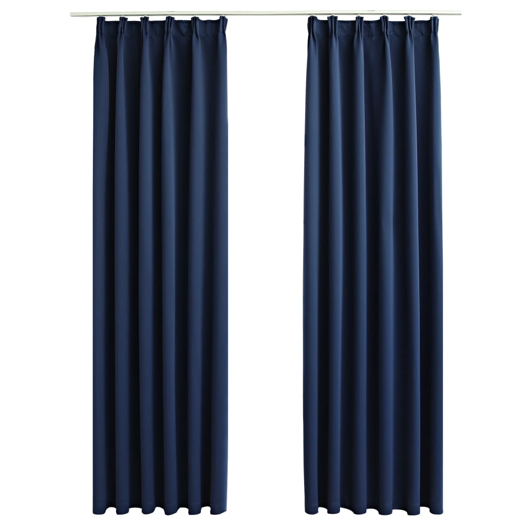 Gordijnen Verduisterend Met Haken 2 St 140 x 175 cm Blauw